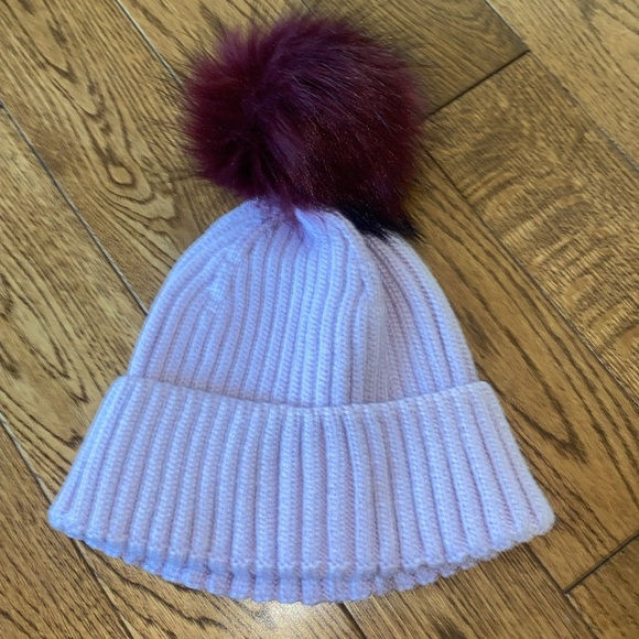 Amazon Essentials Purple and Red Knit Beanie with Pom Pom - Picture 2 of 2